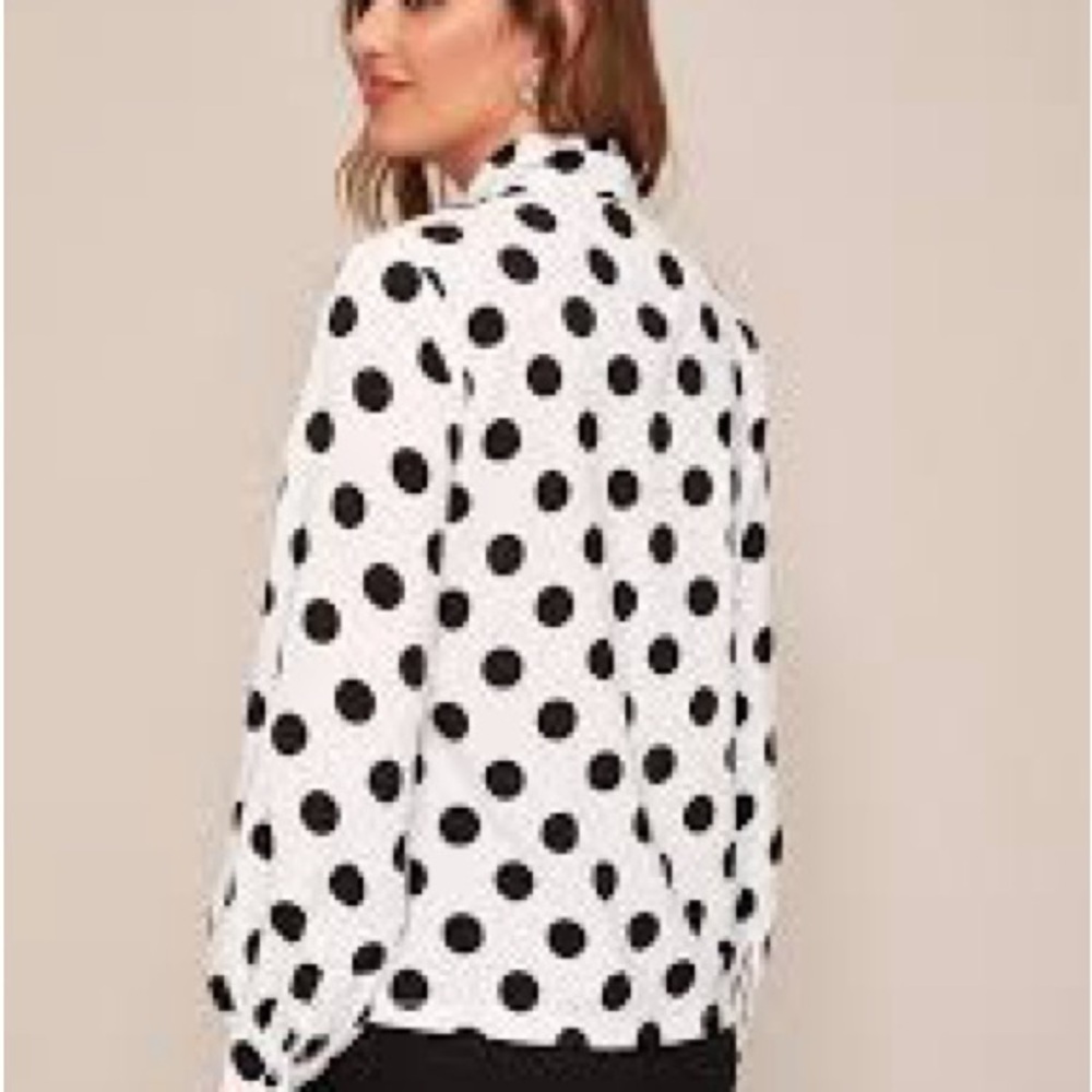 Listicle boutique polka dot button down